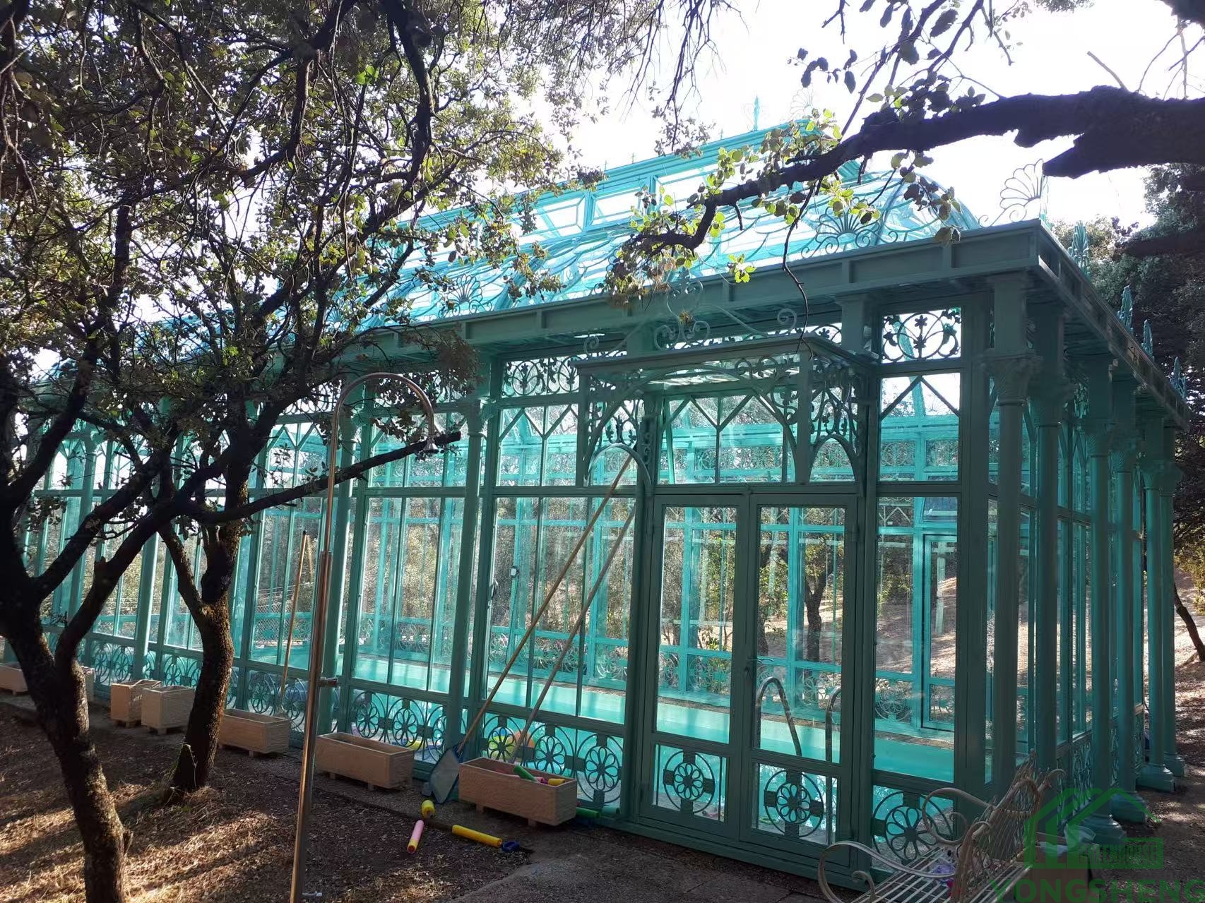 Luxury Victorian style glass greenhouse, custom Victorian greenhouse